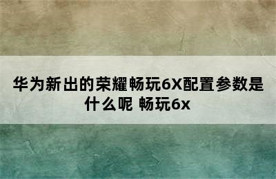 华为新出的荣耀畅玩6X配置参数是什么呢 畅玩6x